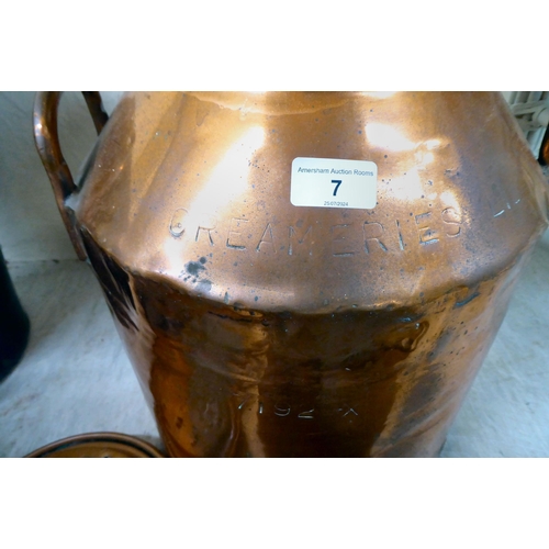 7 - Metalware: to include a copper plated milk churn  21