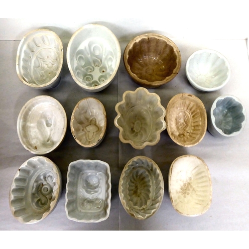 74 - Victorian and later china jelly moulds  largest 8