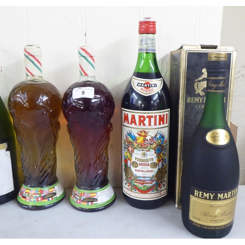 9 - Wines and spirits: to include two bottles of Caldirola; and a Remy Martin Cognac