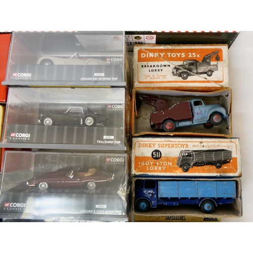 91 - Diecast model vehicles, many boxed: to include a Corgi Jaguar XK120; an Eddie Stobbart lorry; and a ... 