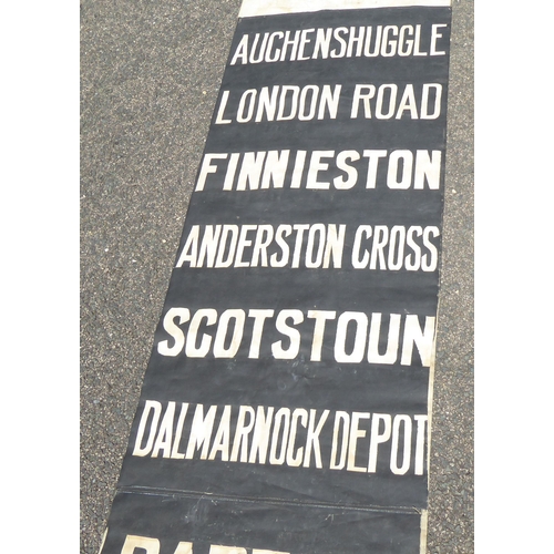 95 - A passenger transport vehicle destination roller sign for stops in Scotland, Auchenshuggle to Dalmui... 