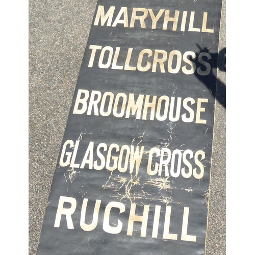 95 - A passenger transport vehicle destination roller sign for stops in Scotland, Auchenshuggle to Dalmui... 