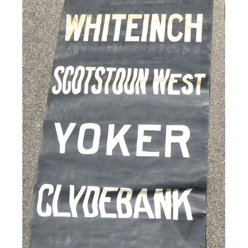 95 - A passenger transport vehicle destination roller sign for stops in Scotland, Auchenshuggle to Dalmui... 