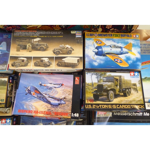 255 - 1/48 scale model kits: to include a P-51D Mustang by Testors; and a Curtiss P-36 A/C by Hobby Craft&... 