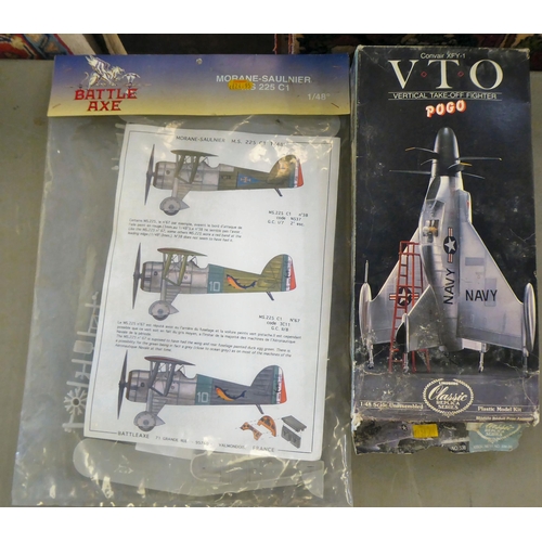 255 - 1/48 scale model kits: to include a P-51D Mustang by Testors; and a Curtiss P-36 A/C by Hobby Craft&... 