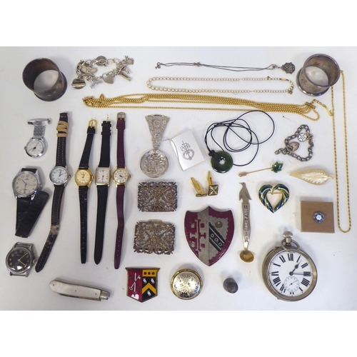 184 - Watches, items of personal ornament and costume jewellery: to include two silver charm bracelets&nbs... 