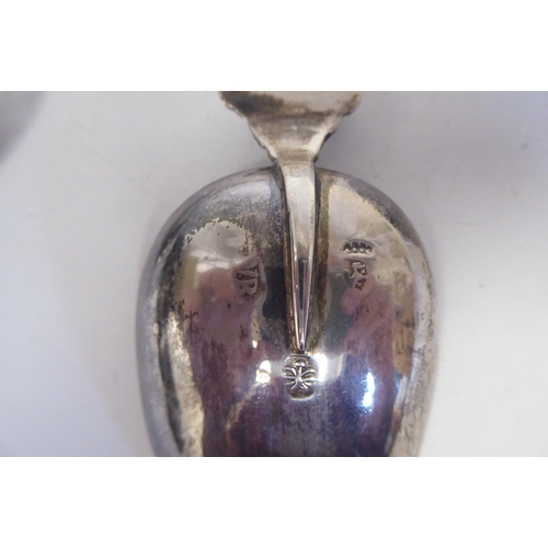 204 - Silver spoons: to include a mid 18thC mote spoon  marks indistinct