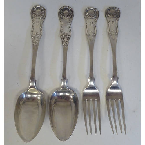 207 - Silver: to include a fiddle pattern dessert spoon  Glasgow 1827