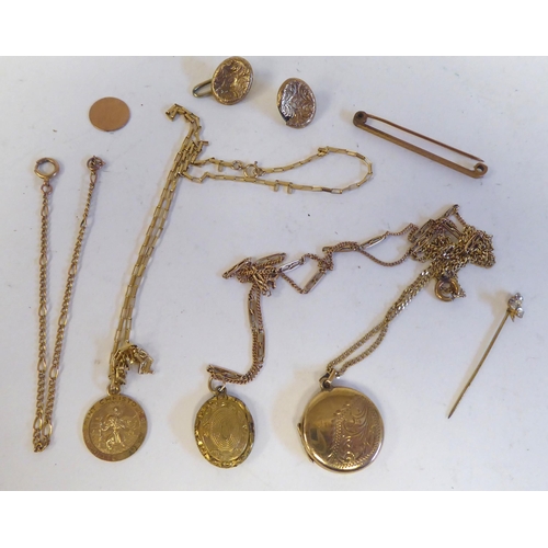 229 - 9ct gold jewellery and yellow metal items of personal ornament: to include a tie pin