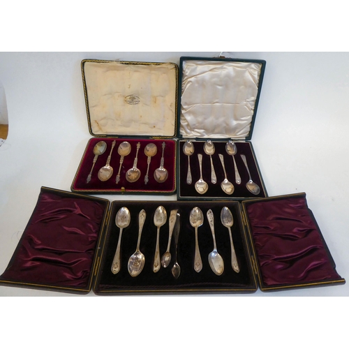 233 - Silver, viz. a set of six silver rattail pattern apostle terminal teaspoons; another set of six, of ... 