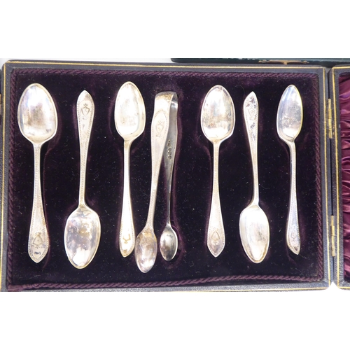 233 - Silver, viz. a set of six silver rattail pattern apostle terminal teaspoons; another set of six, of ... 