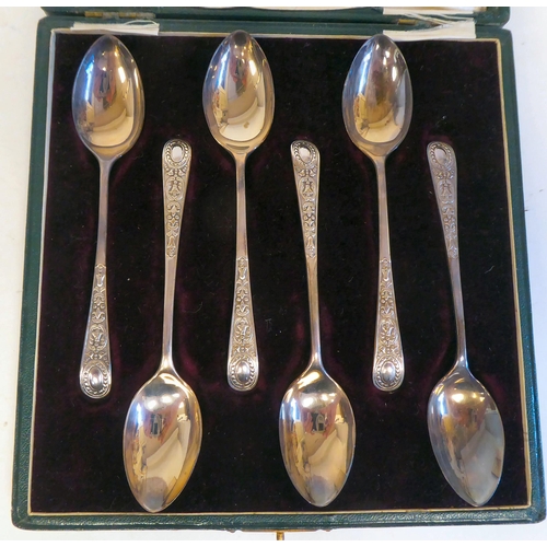 233 - Silver, viz. a set of six silver rattail pattern apostle terminal teaspoons; another set of six, of ... 