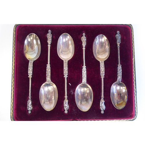 233 - Silver, viz. a set of six silver rattail pattern apostle terminal teaspoons; another set of six, of ... 