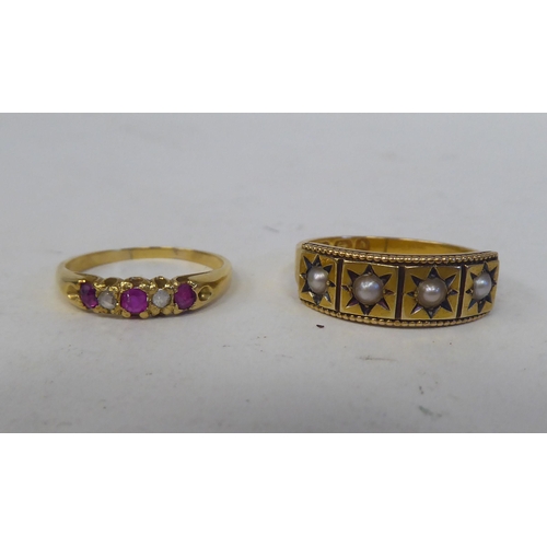 235 - Gold and yellow metal items of personal ornament: to include a late Victorian 15ct ring, set with fo... 