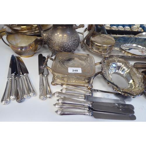 248 - Silver plate: to include a late Victorian sardine dish with a hinged lid  8