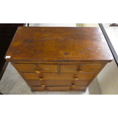 264 - A mid Victorian mahogany five drawer dressing chest, on a plinth and block feet  42