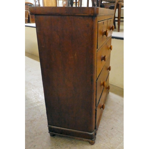 264 - A mid Victorian mahogany five drawer dressing chest, on a plinth and block feet  42