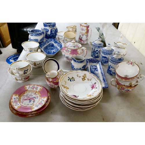 272 - Ceramics: to include a Minton china teapot, decorated with pink flora