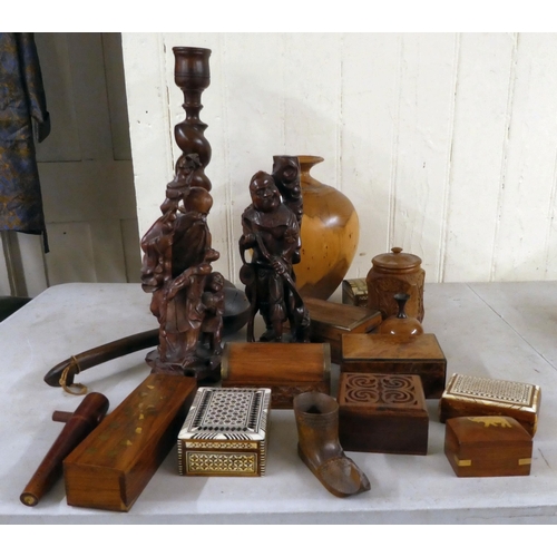 278 - Wooden collectables: to include Chinese hardwood carved figures of elders  11