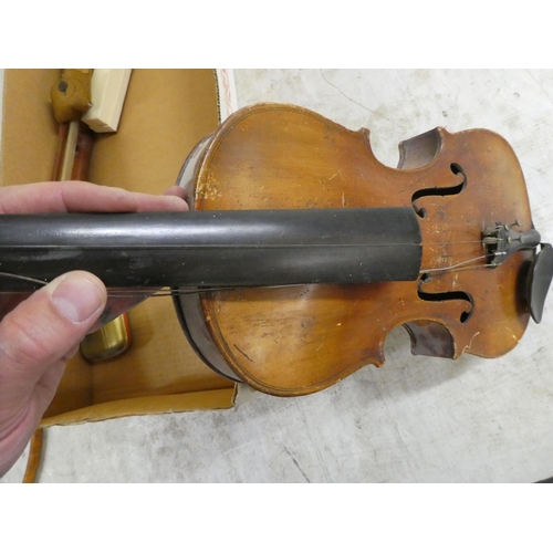 282 - Musical instruments: to include an early 20thC violin, two piece back  14