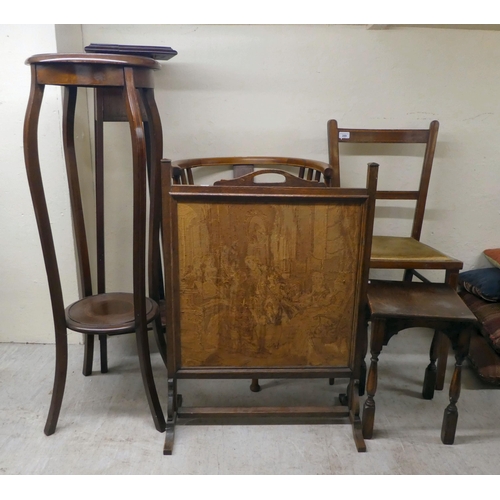 289 - Small Edwardian and later furniture: to include a string inlaid mahogany, bar back bedroom chair