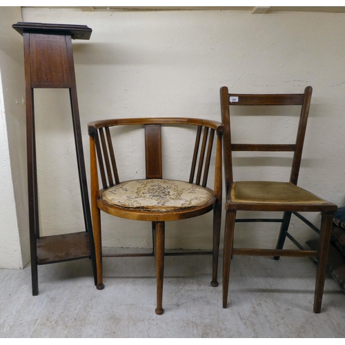 289 - Small Edwardian and later furniture: to include a string inlaid mahogany, bar back bedroom chair