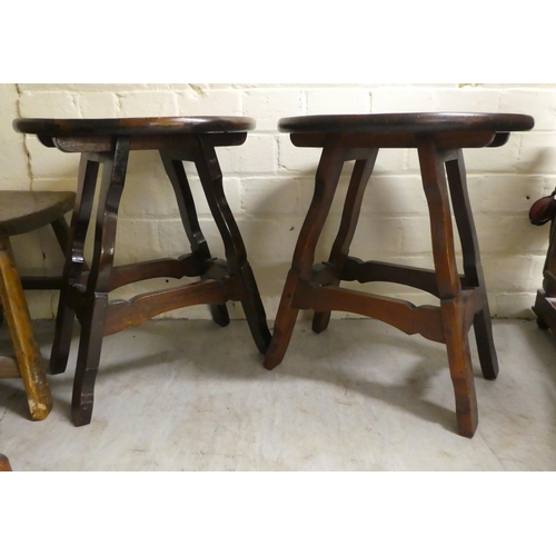 290 - Six dissimilar 19thC and later, mainly rustically constructed oak and other stools