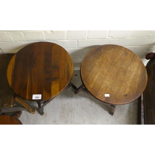 290 - Six dissimilar 19thC and later, mainly rustically constructed oak and other stools