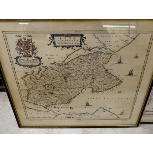 296 - A series of five modern coloured prints of earlier 17thC Scottish county maps  15