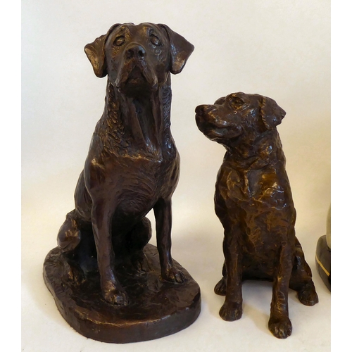 300 - A mixed lot: to include a composition bronze effect model of a seated dog  5