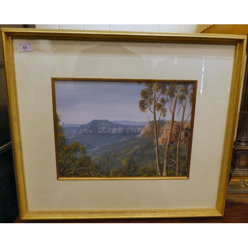 51 - Kaye Childs-Roberts - 'Across the Valley, Blue Mountains'  oil on board  bears a signature... 