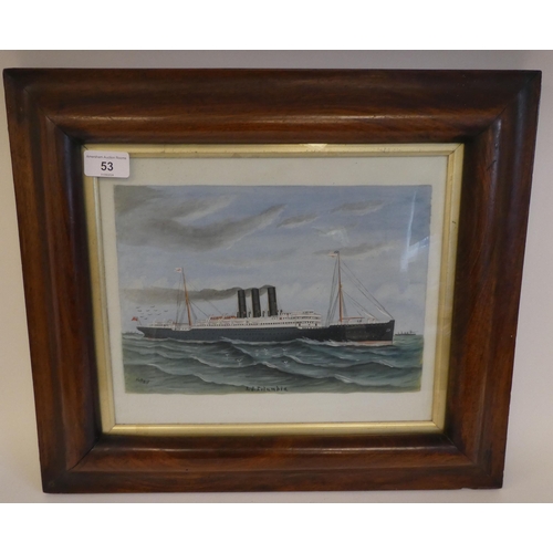 53 - J Bell - 'SS Columbia'  oil on board  bears a signature  8.5