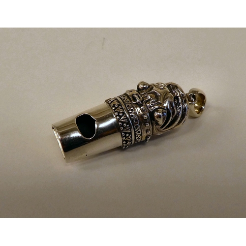 109 - A Sterling silver dog whistle, on a pendant ring 