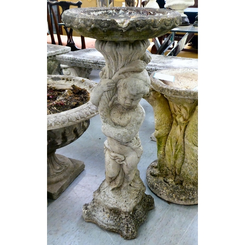 158 - A composition stone pedestal bird bath  36