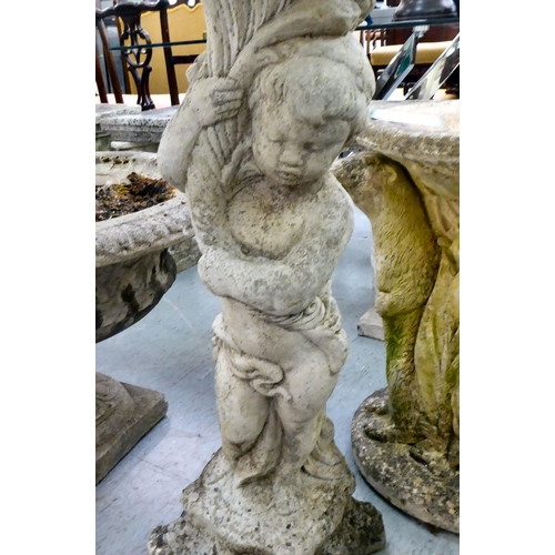 158 - A composition stone pedestal bird bath  36