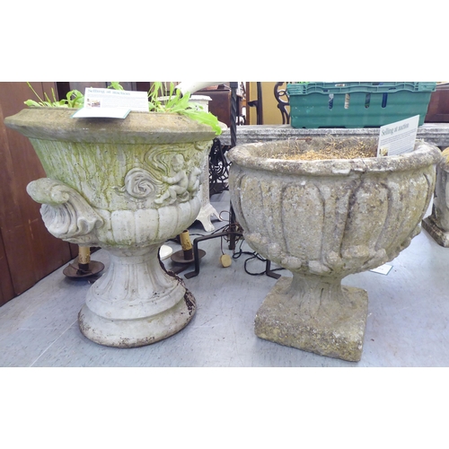 159 - Two similar composition stone pedestal planters  24