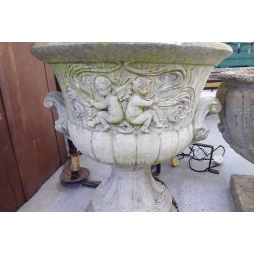 159 - Two similar composition stone pedestal planters  24