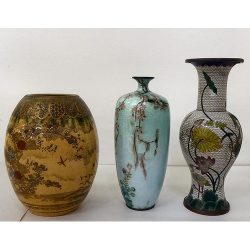 163 - Mainly 20thC Oriental collectables: to include a Japanese porcelain vase, on a yellow ground  1... 