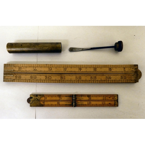 164 - A mixed lot: to include two wooden rulers