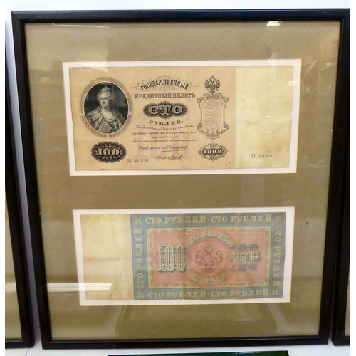 165 - Six framed 19thC and later Polish banknotes; and similar displays  mixed sizes 