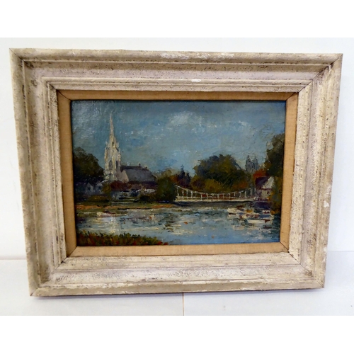 174 - An early 20thC view of Marlow  oil on board  7