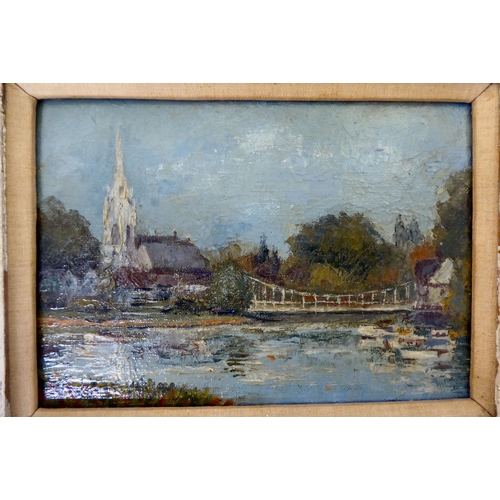 174 - An early 20thC view of Marlow  oil on board  7