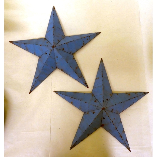 184 - A pair of overpainted, galvanised metal Amish barn stars  15