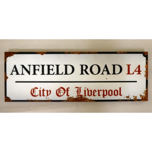 185 - A reproduction printed on cast metal sign 'Anfield Road'  8