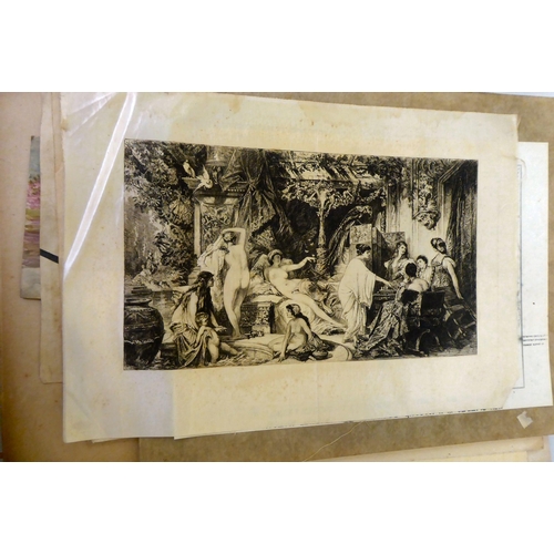 19 - Uncollated 19th & 20thC original and printed works: to include printed period figure studies on ... 