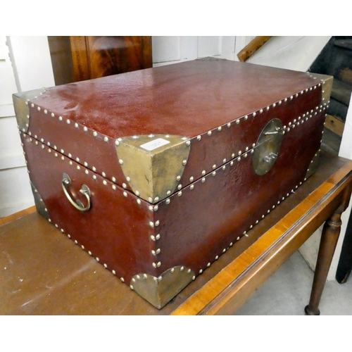 307 - A modern stud and brass bound storage box  11