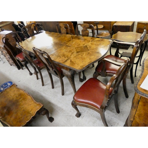 308 - A suite of 20thC walnut finished dining suite, comprising a table  30