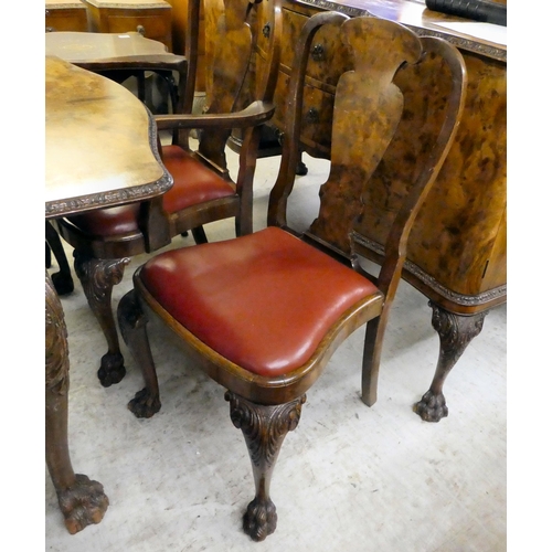 308 - A suite of 20thC walnut finished dining suite, comprising a table  30