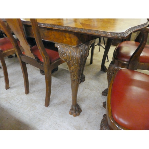 308 - A suite of 20thC walnut finished dining suite, comprising a table  30