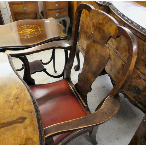 308 - A suite of 20thC walnut finished dining suite, comprising a table  30